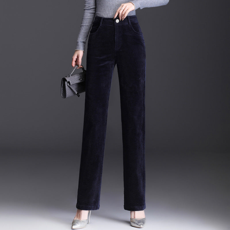 Kord-casual-pants, straight-cut, for women