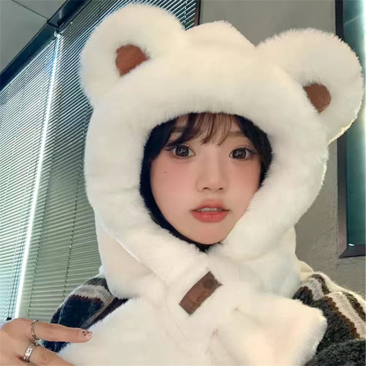 Fluffy winter set with ear protection
