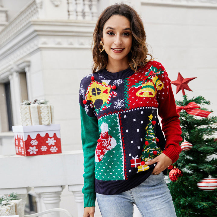 Christmas knit sweater with snowflake pattern
