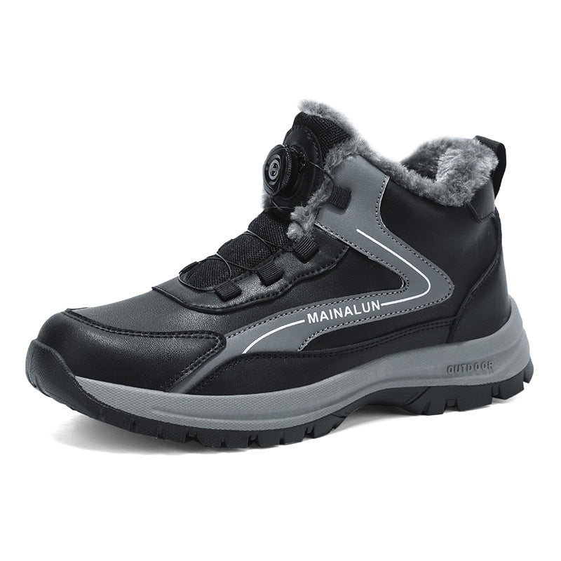 Padded men's winter boots, slip-resistant and warm