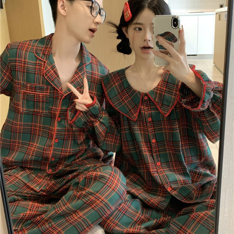 Pair-Pajama-Set, checked, brushed