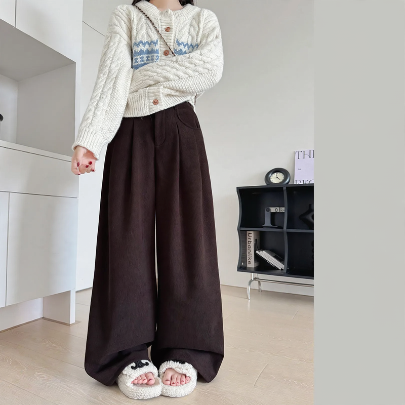 Padded corduroy suit pants with high waist
