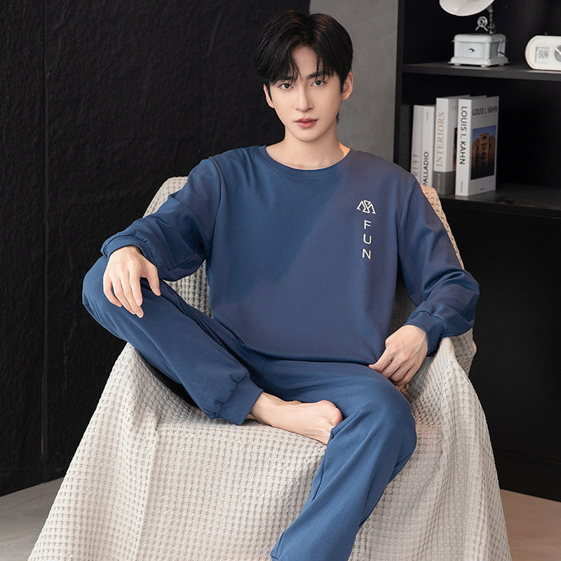 Men's Pajama Set, Crew Neck, Long Sleeve, Lightweight