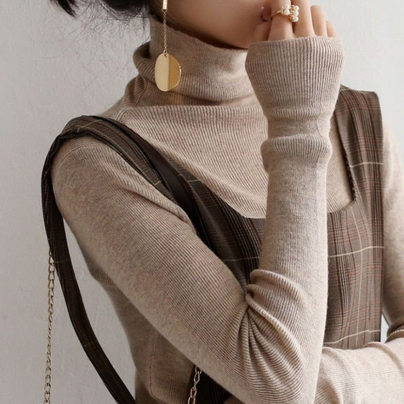 Women’s sweater with stand-up collar, slim fit