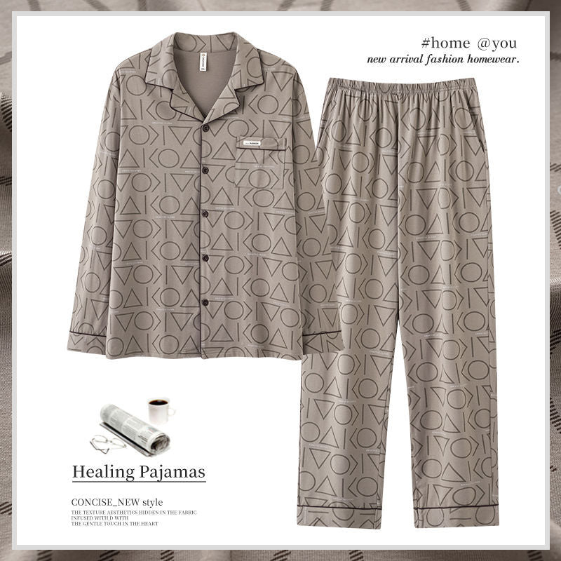 Men's pajamas made of 100% cotton, long-sleeved