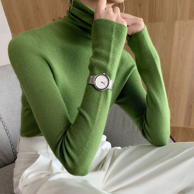 Women’s sweater with stand-up collar, slim fit