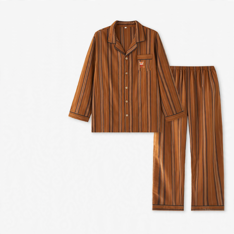 Cotton pajama set for couples, striped