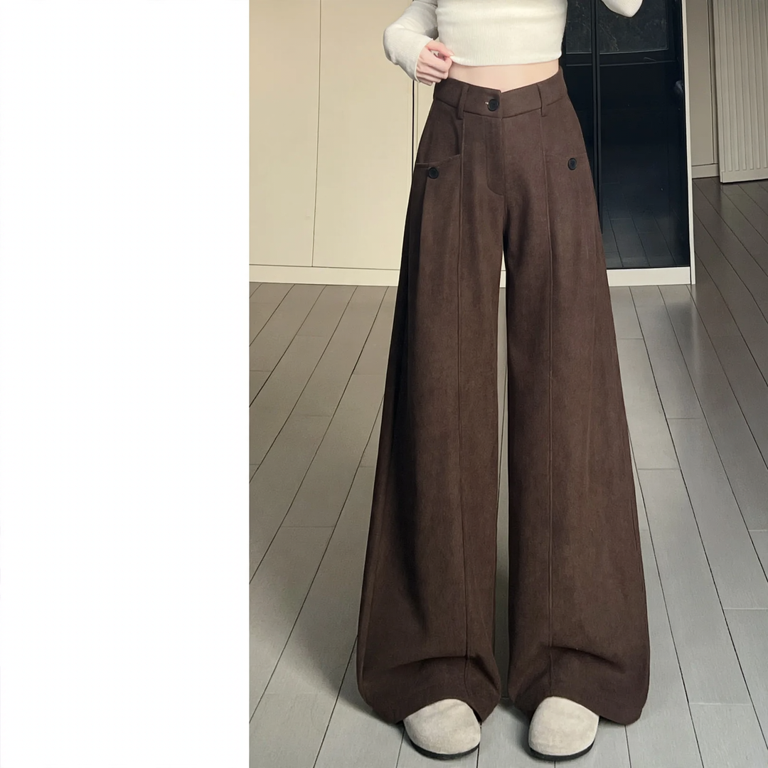 Women’s corduroy suit trousers with high waistband