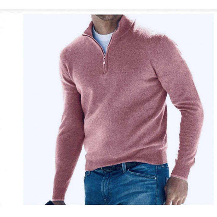 Men's Long Sleeve Cashmere Sweater, Simple Design