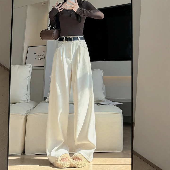 Women’s cord pants with wide leg, high waist