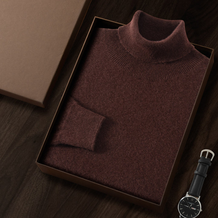 Men's Cashmere Sweater, High Collar, Business Casual