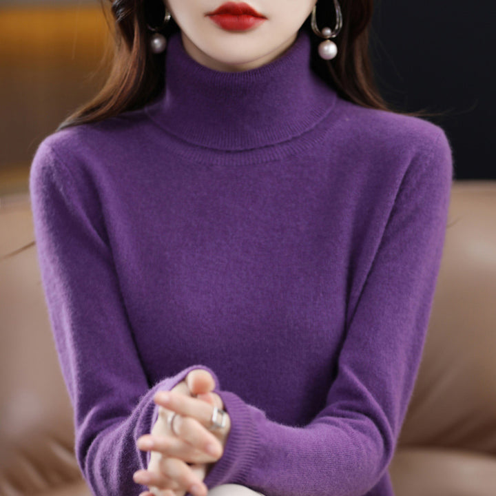 Elegant women's turtleneck sweater, knit, loose fit