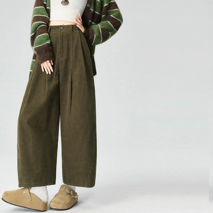 Cord pants, straight cut, 7/8 length