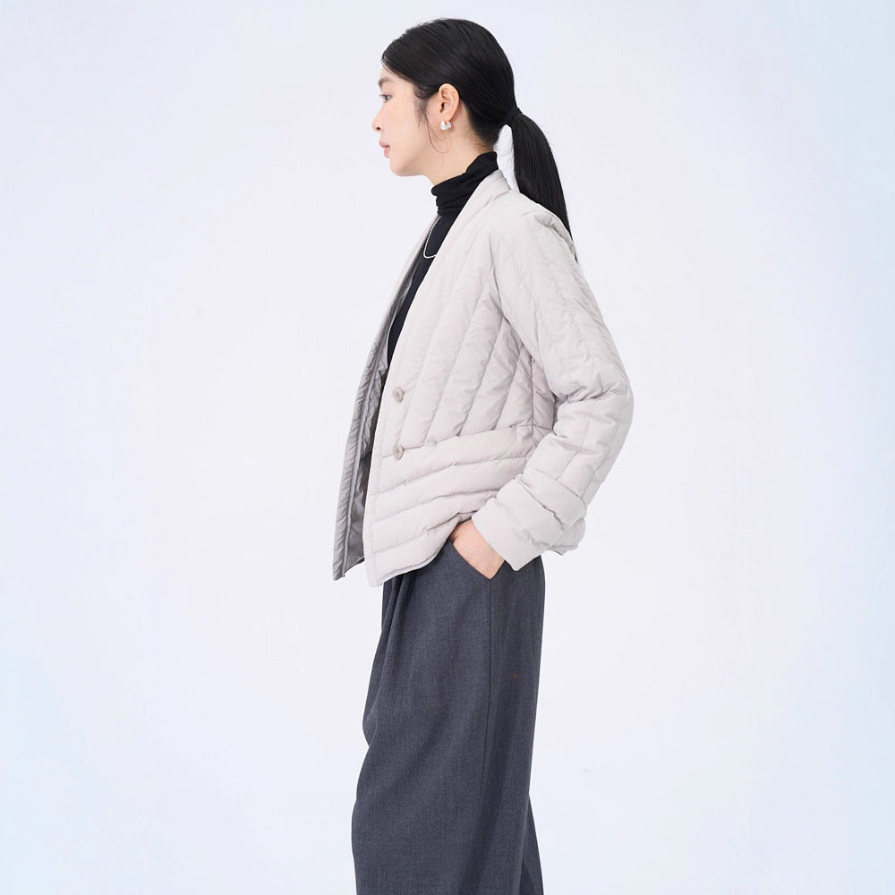 Light V-neck down jacket for women