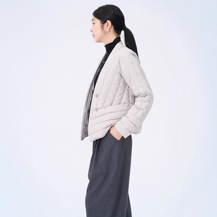 Light V-neck down jacket for women