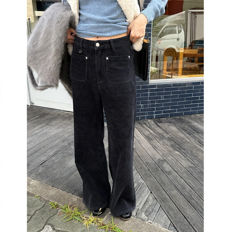 Ladies' corduroy pants with flares, 92353