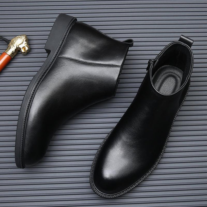 Men's leather boots, breathable, lined