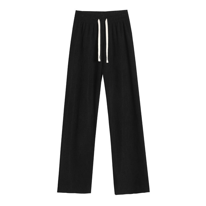Cord trousers with wide leg for women