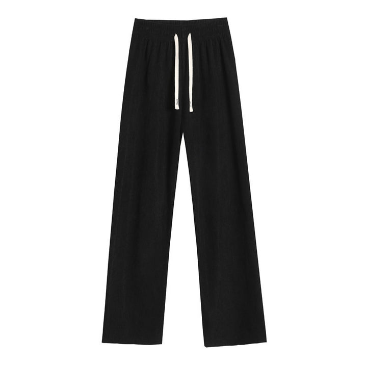 Cord trousers with wide leg for women