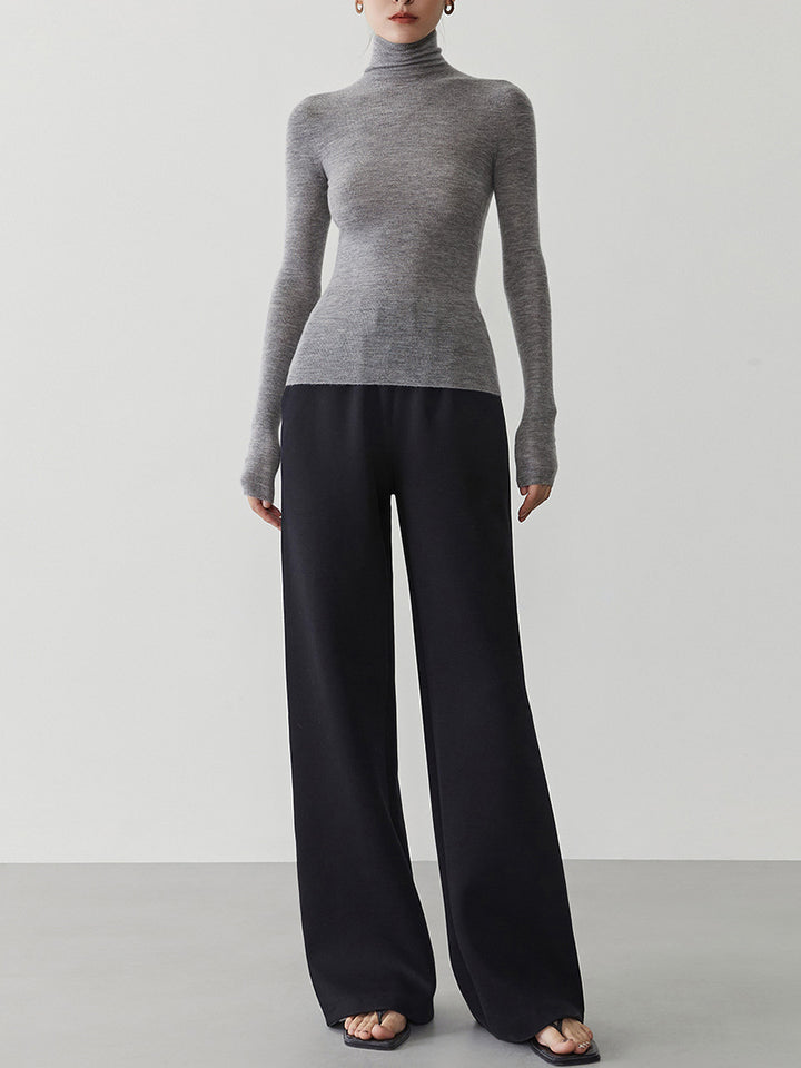 Women's cashmere sweater with stand-up collar, seamless