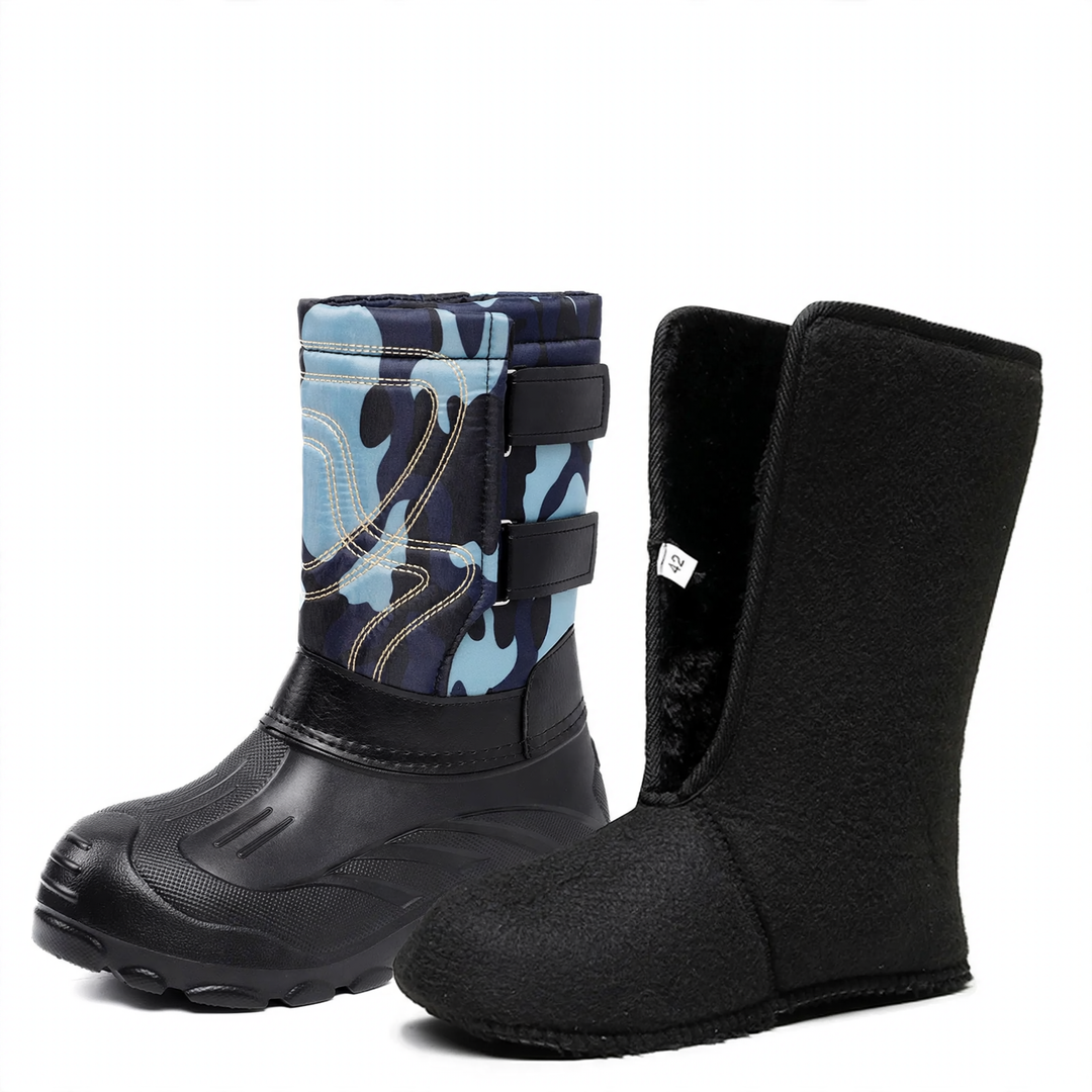 Padded men's winter boots for slipping on