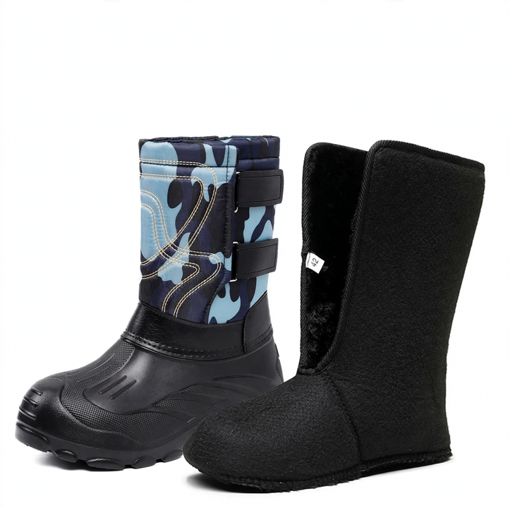 Padded men's winter boots for slipping on