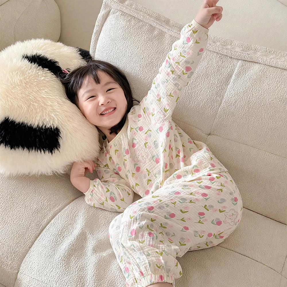 Children's house suit, cotton muslin, long-sleeved