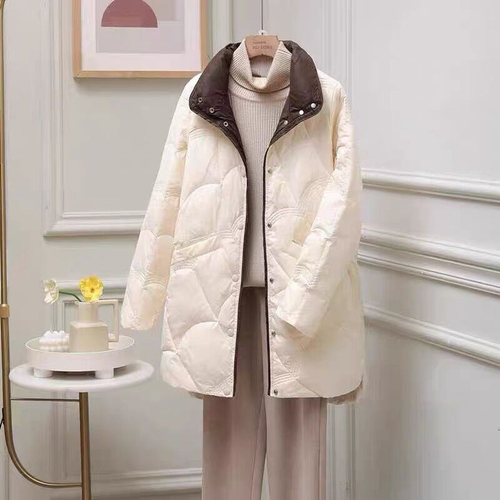 Light down jacket with stand-up collar for women, plus size