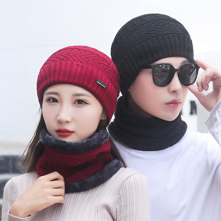 Knit hat and scarf set, lined