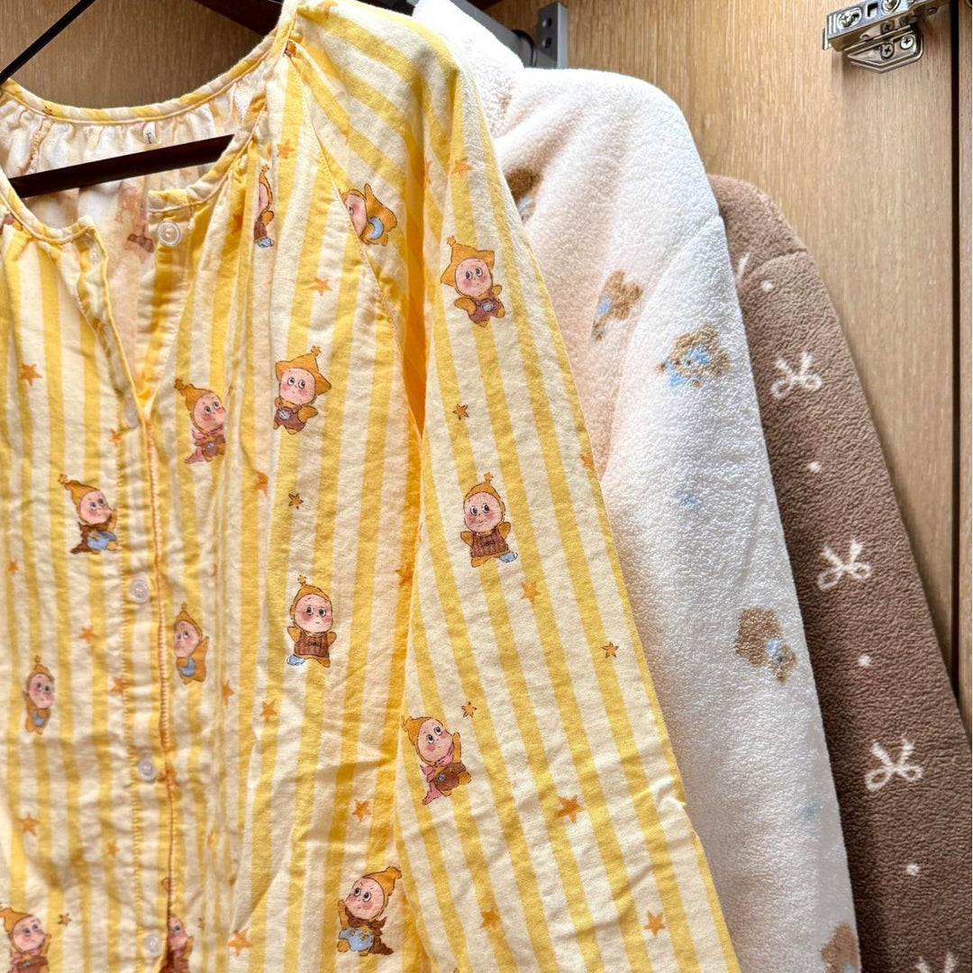 Cotton pajamas, double-layer muslin, long-sleeved