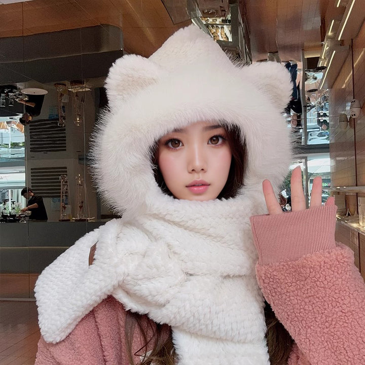 Plush Set: Hat, Scarf and Gloves in One