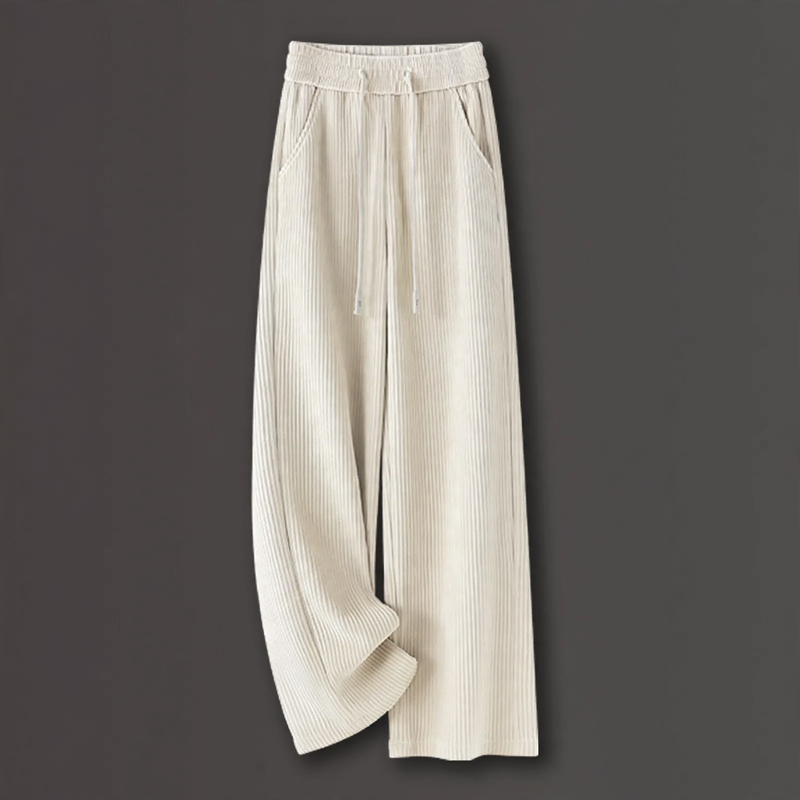 Padded cord wide-leg trousers with a straight cut