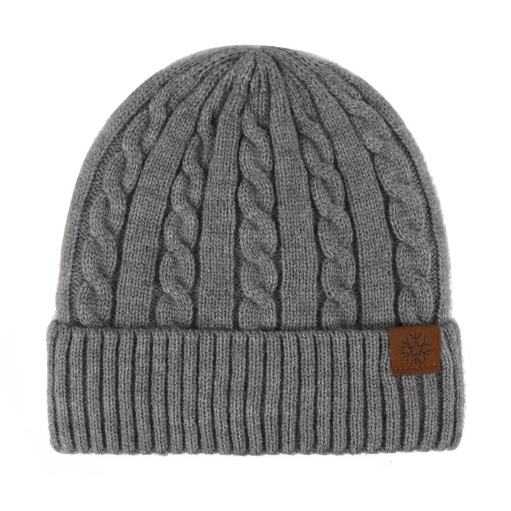 Fleece-lined knitted beanie with cuff, winter