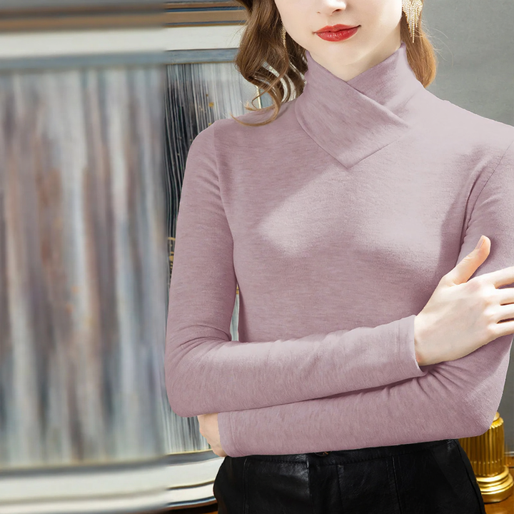 Women’s turtleneck undershirt with wool content and lining
