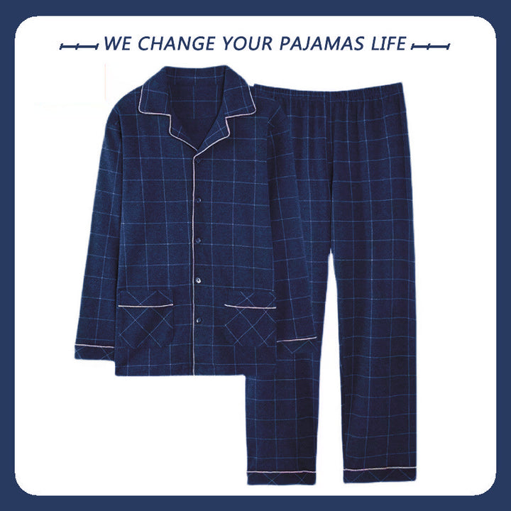 Men's Pajama Set, Cotton, Long Sleeve, Checked