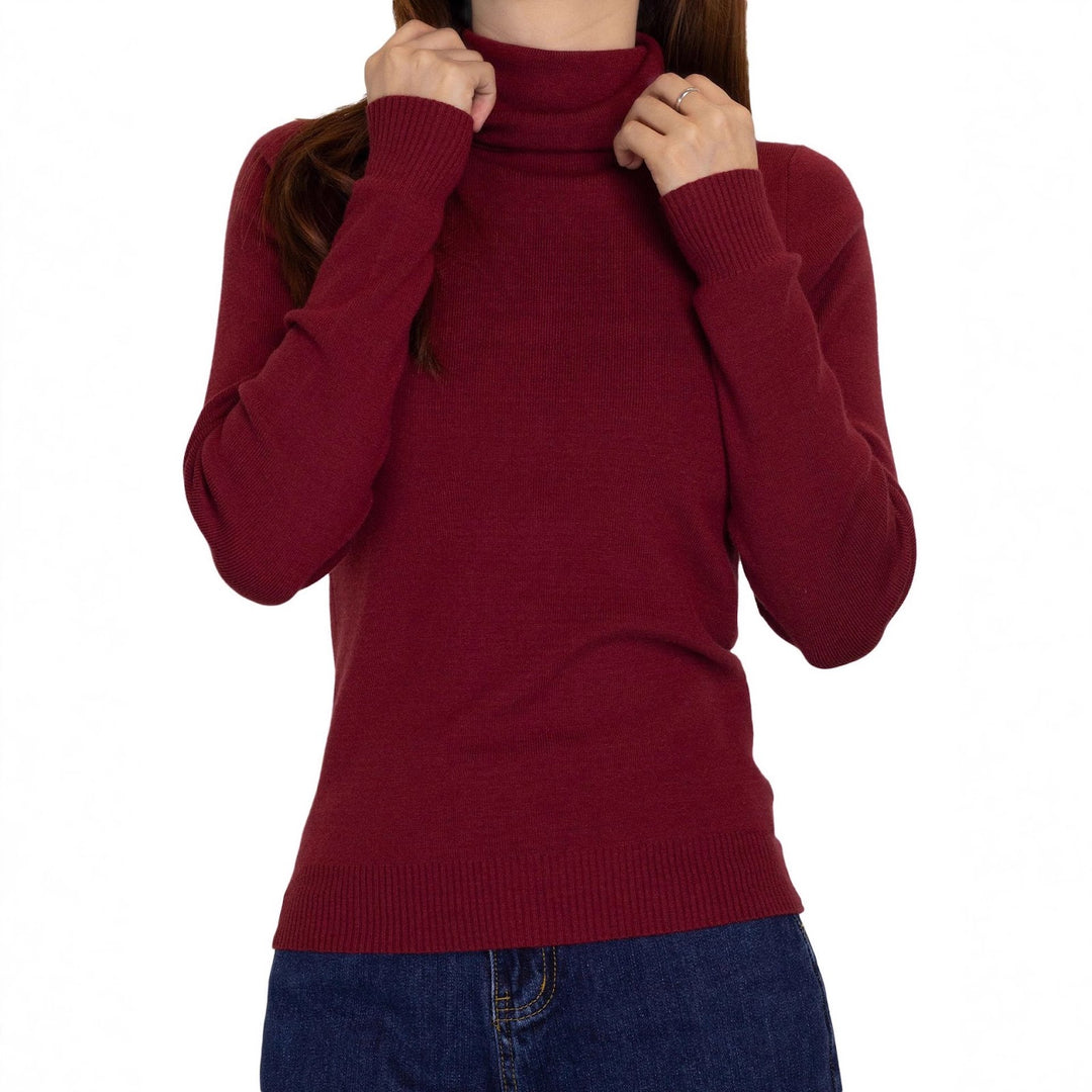 Women's turtleneck sweater, knitted, solid color