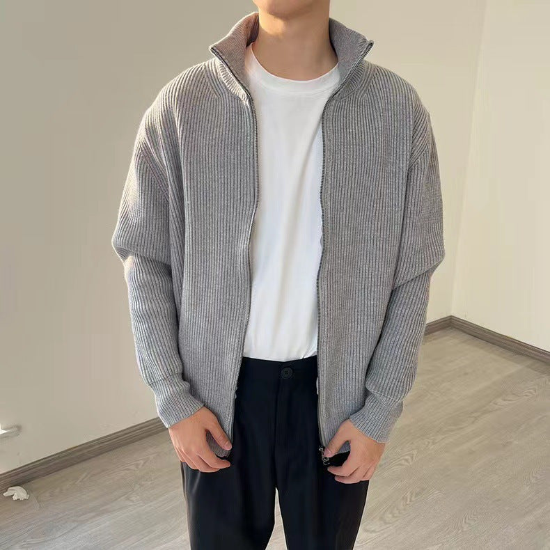 Unisex knitted jacket with roll neck and double zipper
