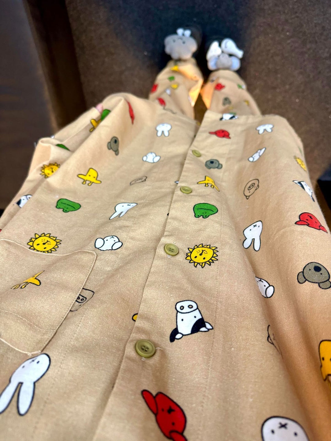 Cotton house suit, brushed, long, cartoon design