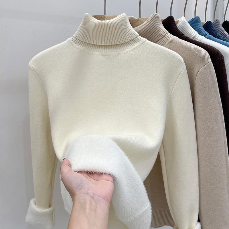Women's turtleneck sweater, lined, warm, long sleeve