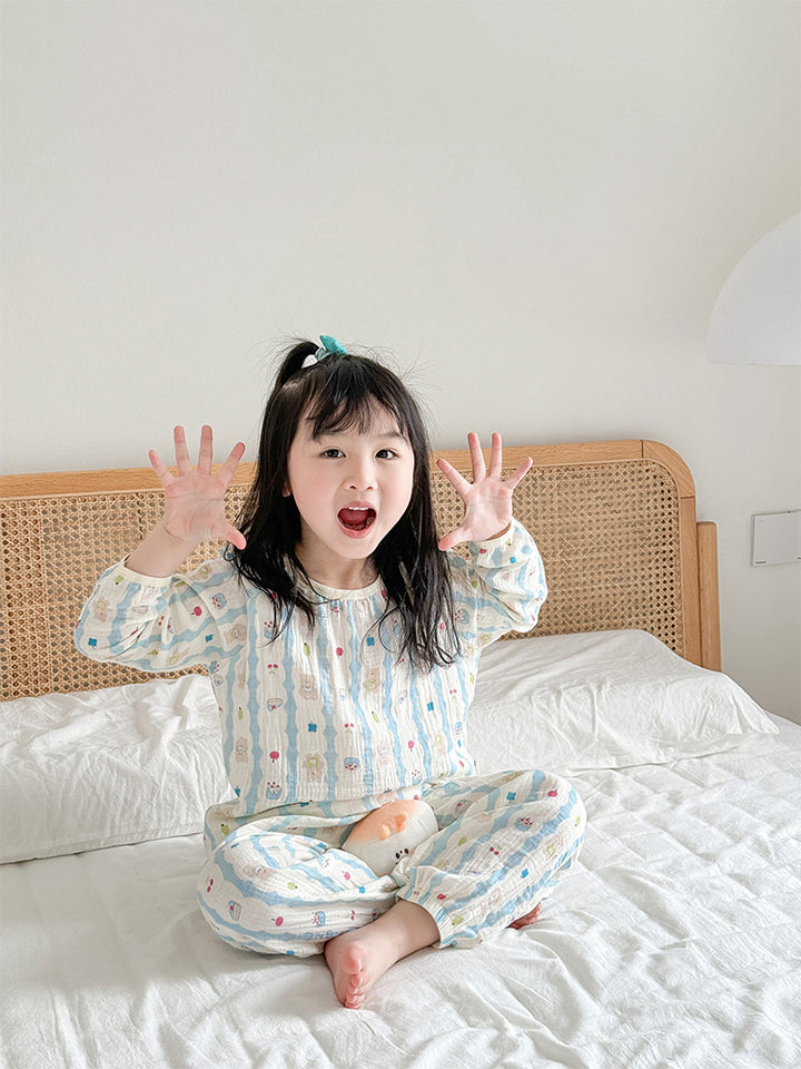 Children's house suit, cotton muslin, long-sleeved