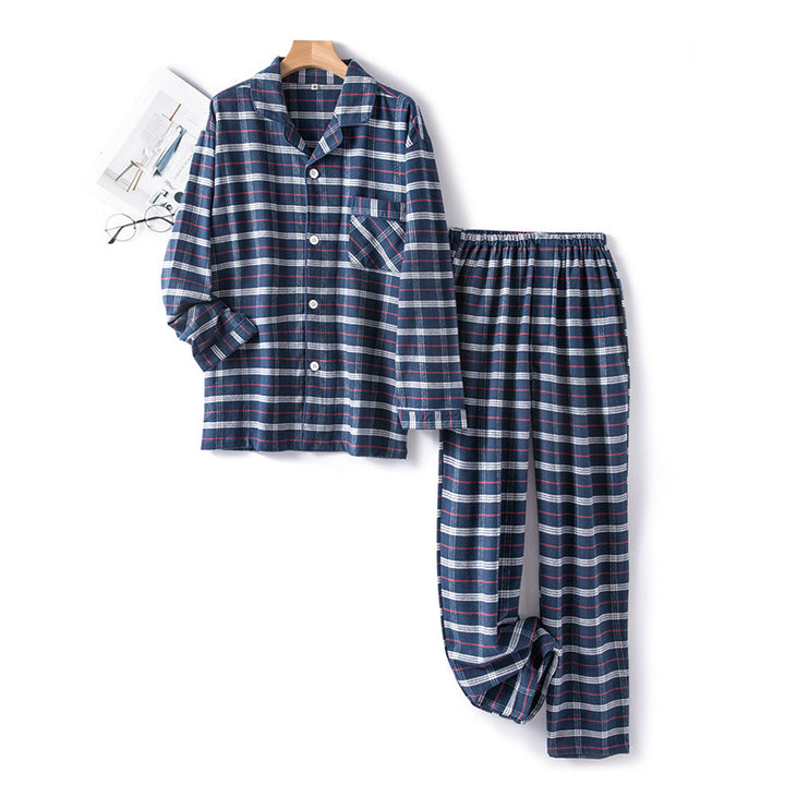 Cotton pajamas for men, brushed, checked