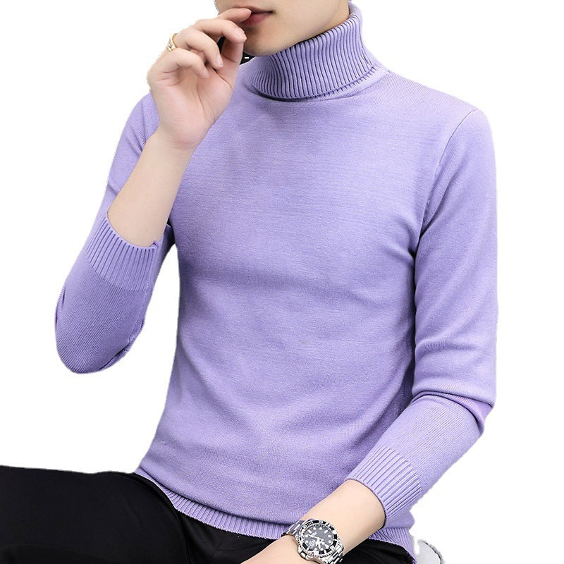 Men's turtleneck sweater, slim fit, solid color