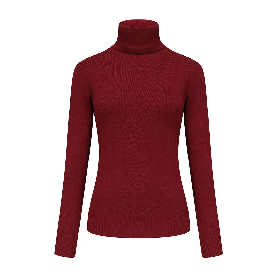 Women's turtleneck sweater, knitted, solid color