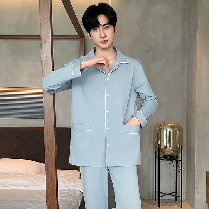 Men's pajama set made of cotton, simple design