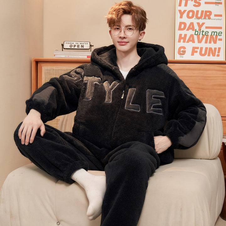 Warmer men's pajamas made of flannel, lined