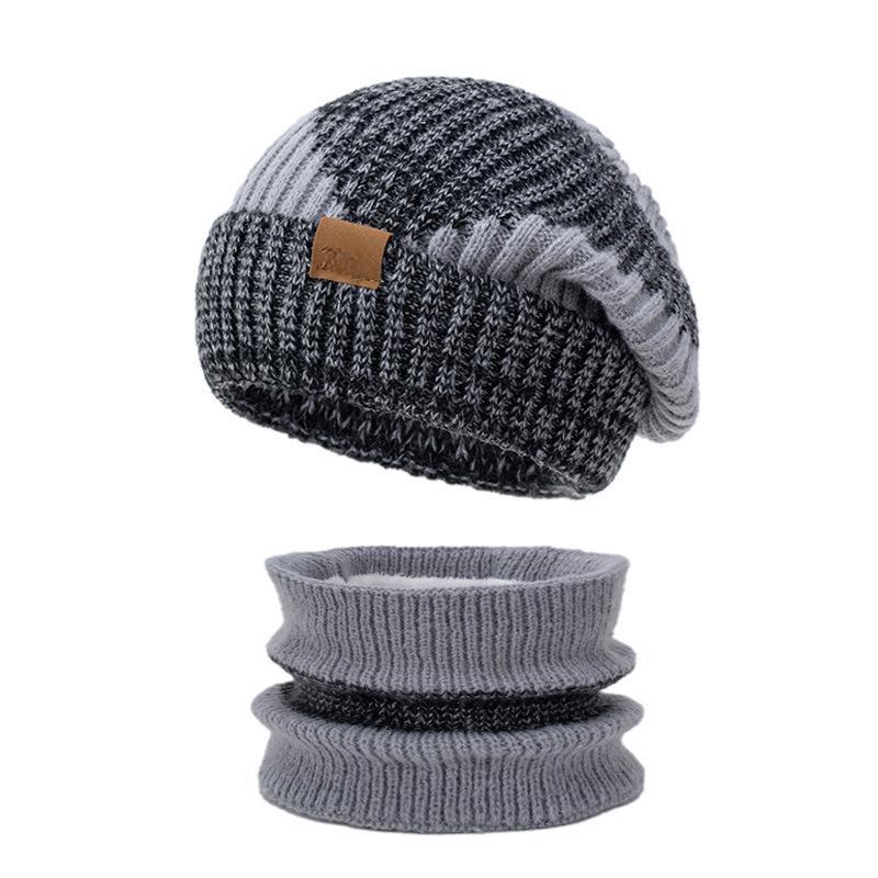 Women's Knit Beanie and Scarf Set, Lined, Two-Tone