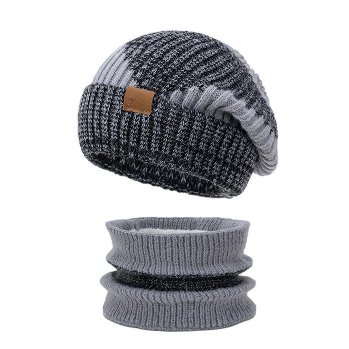 Women's Knit Beanie and Scarf Set, Lined, Two-Tone