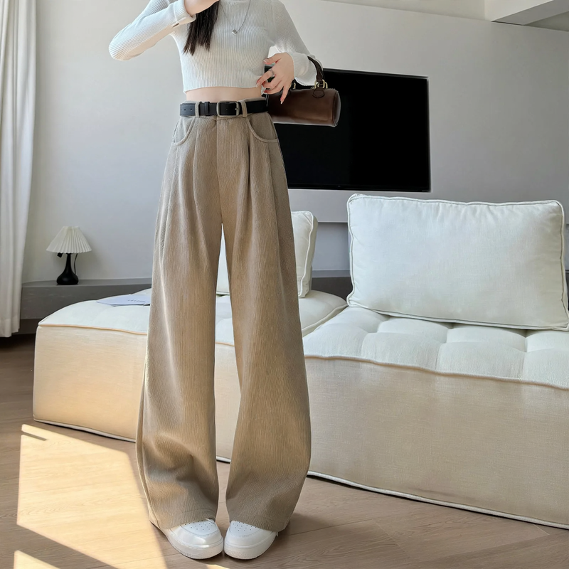 Corduroy suit pants, straight cut
