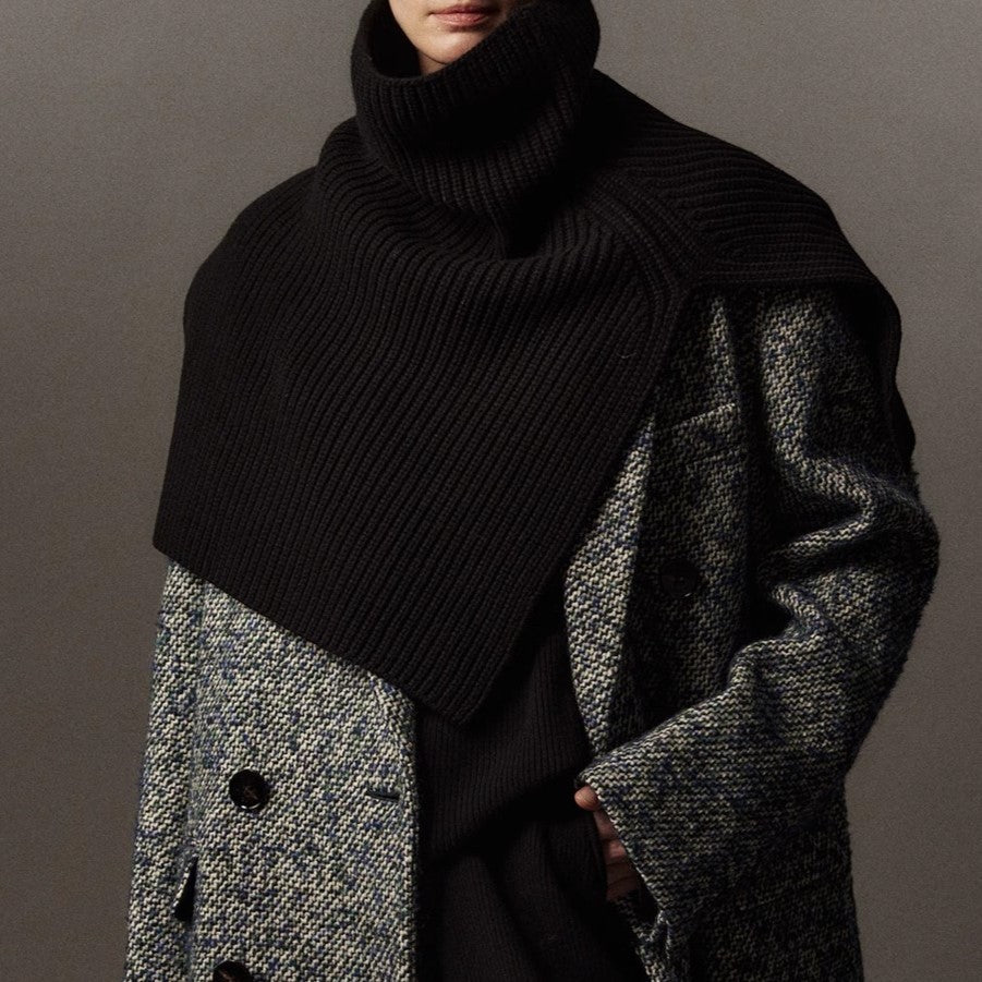 Merino wool shawl collars with slit