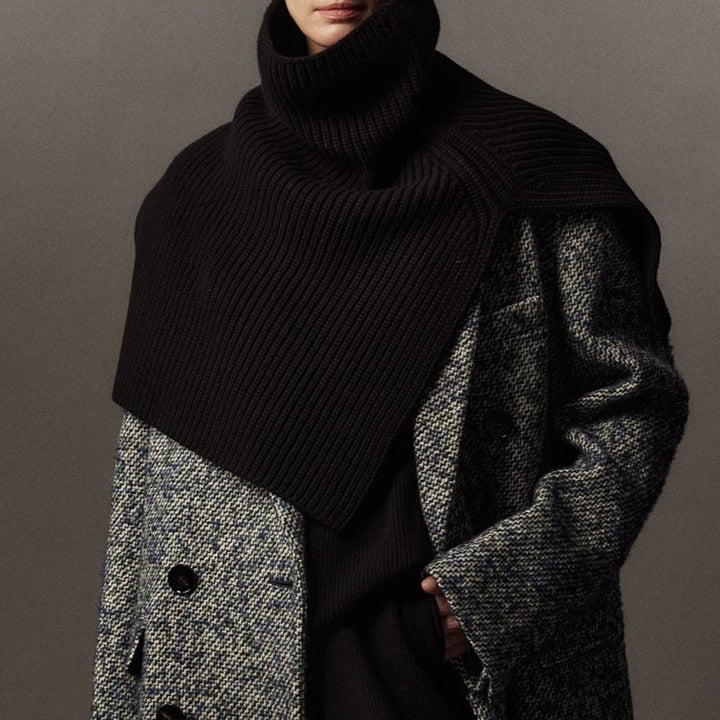 Merino wool shawl collars with slit